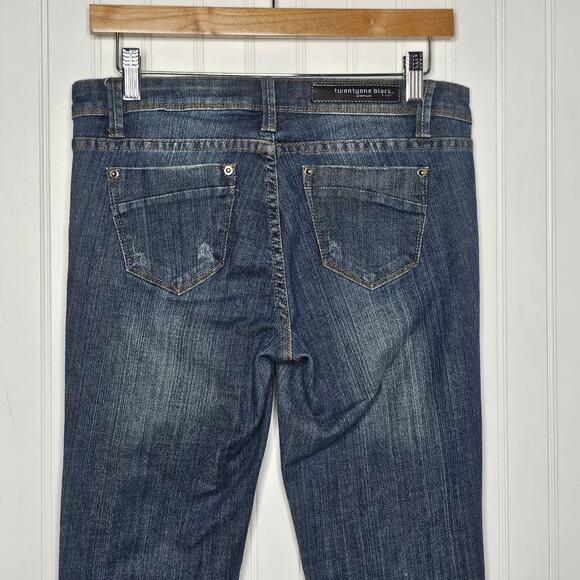 y2k TwentyOne Black Rue 21 Studded Low Rise Skinny Jeans Size 7/8 R Stretch Goth - Picture 6 of 11